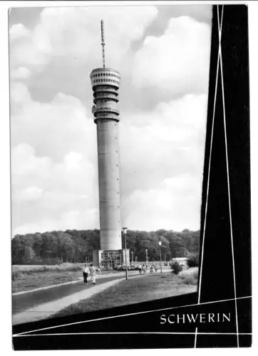 AK,  Schwerin Zippendorf, Fernsehturm, Version 2, gestaltet, 1967