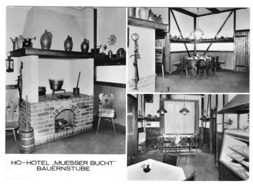 AK,  Schwerin Muess, HO-Hotel "Muesser Bucht", drei Abb., 1976