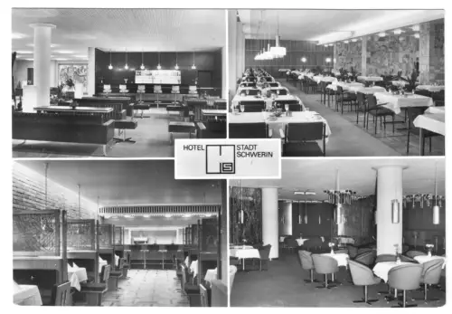 AK,  Schwerin, Hotel "Stadt Schwerin", vier Innenansichten, 1972