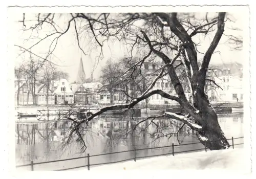 AK, Rostock Warnemünde, Winteransicht an der Alten Fahrt, 1977