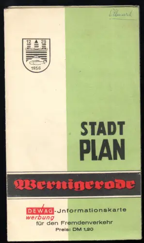 Stadtplan Wernigerode am Harz, um 1963