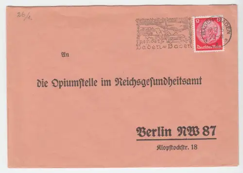 Bedarfsbf. DR, Michel-Nr. 457 EF, an Opiumstelle..., o Baden-Baden, 19.12.35