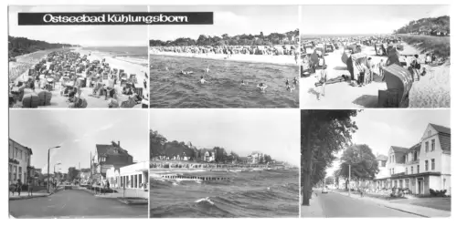 AK lang, Panoramakarte, Ostseebad Kühlungsborn, sechs Abb., 1975