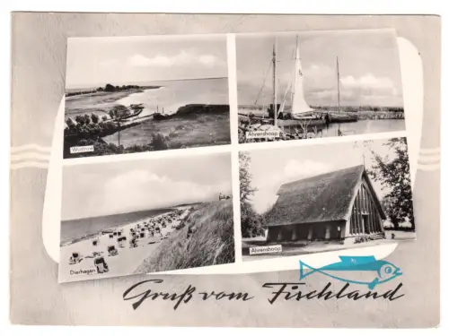 AK, Gruß vom Fischland, Kr. Ribnitz-Damgarten, vier Abb., gestaltet, 1963