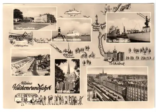 AK, Kleine Küstenfahrt, Heiligendamm, Kühlungsborn, Bad Doberan..., 6 Abb., 1965