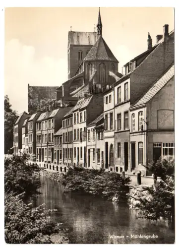 AK, Wismar, Mühlengrube und Nicolaikirche, 1969