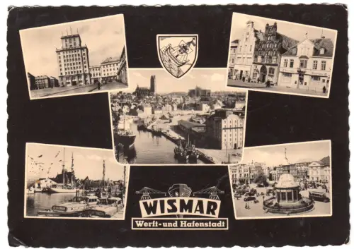 AK, Wismar, fünf Abb., gestaltet, Wappen, 1962