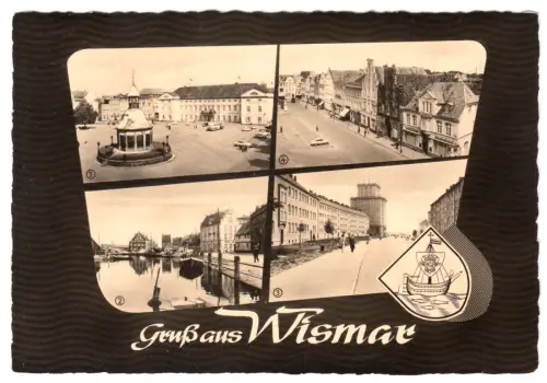 AK, Wismar, vier Abb., gestaltet, Wappen, 1961