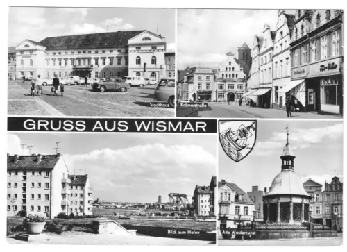 AK, Wismar, vier Abb. und Wappen, 1970