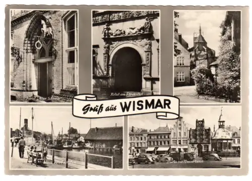 AK, Wismar, fünf Abb., gestaltet, 1960