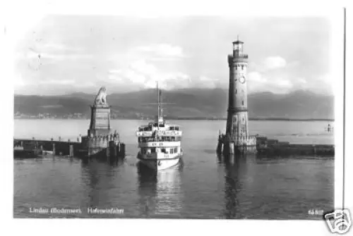 AK, Lindau Bodensee, Hafen mit Dampfer Allgäu, 1952