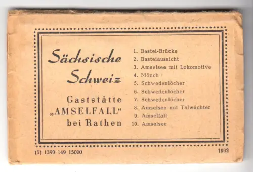 Mäppchen, Lepo., 10 kl. Abb., Sächs. Schweiz , Amselfall, Form.: 6 x 9 cm, 1932