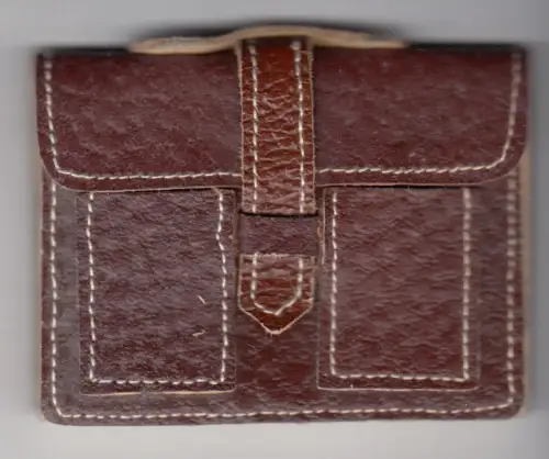 Mäppchen, Leporello mit  8 kl.  Fotos, in Ledertäschchen, Prag, 1950er: 7 x 5 cm