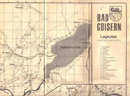 Bad Goisern, OÖ, Österreich, Ortsplan und Beherbergungsverzeichnis, um 1970