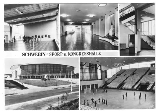 AK,  Schwerin, Sport- und Kongresshalle, fünf Innenansichten, 1967