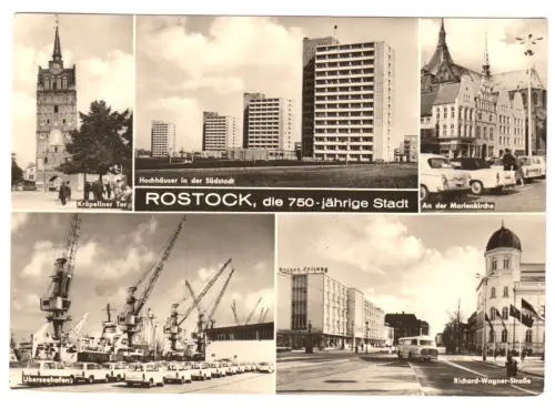 AK, Rostock, fünf Abb., Rostock - die 750-jährige Stadt, 1968
