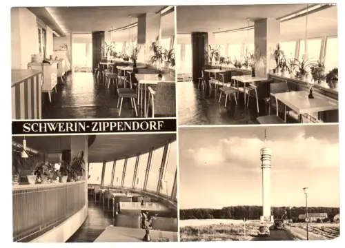AK,  Schwerin Zippendorf, Fernsehturm, vier Abb., 1967