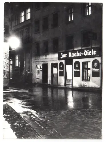 Foto im AK-Format, Berlin Mitte, Raabe-Diele, Nachtansicht, um 1958