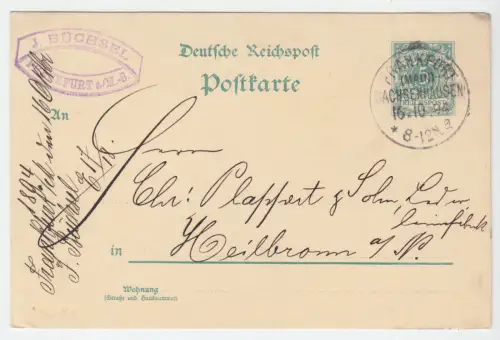 Ganzsache, Mi.-Nr. DR P30 I, o Frankfurt (Main)-Sachsenhausen, 16.10.94 - selten