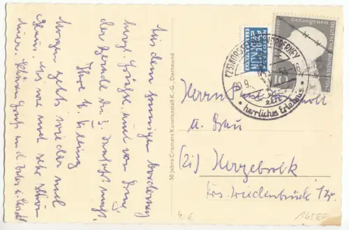 Bedarfskarte, Michel-Nr. BRD 165 EF + Notopfer, o (23) Nordstrand, 20.9.53, SSt