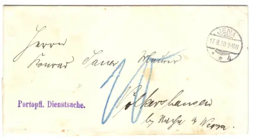 Portopflichtige Dienstsache, Klinische Landesanstalten Jena, o Jena, 17.8.10