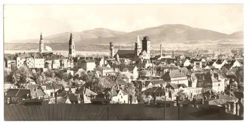 AK lang, Panoramakarte, Zittau, Totale, 1968