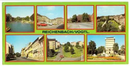 AK lang, Panoramakarte, Reichenbach Vogtl., sieben Abb., 1983