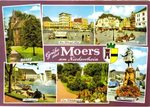 AK, Moers, 6 Abb., u.a. Am Königl. Hof, um 1980