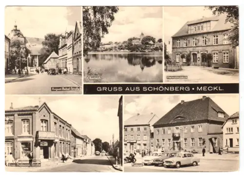 AK, Schönberg Meckl., fünf Abb. u.a. Postamt, 1969