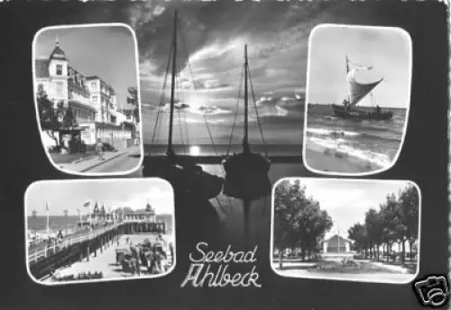 AK, Seebad Ahlbeck Usedom, vier Abb., gestaltet, 1961