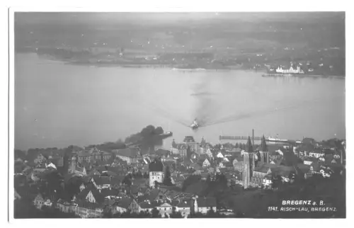 AK, Bregenz, Vorarlberg, Totale mit Bodensee, Blickrichtung Deutschland, um 1930