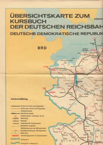 Übersichtskarte zum Kursbuch der Deutschen Reichsbahn, 1989