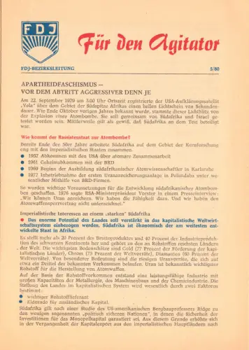 sieben Agitations- und Propagandamaterialien der FDJ aus den 1980er Jahren
