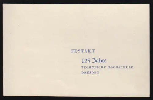 Einladungskarte, Festakt 125 Jahre Technische Hochschule Dresden, 1953