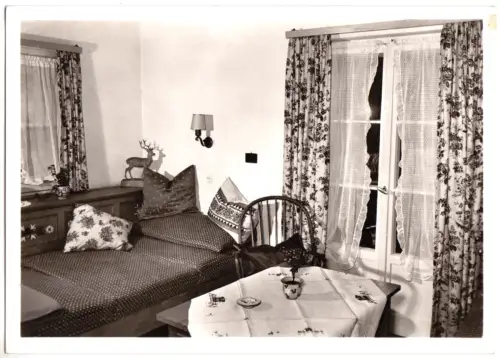AK, Mittenwald Karwendelgeb., Landhaus - Pension Isarauen, Gästerzimmer 2, 1955