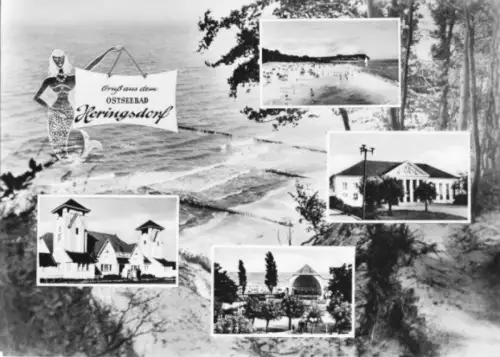 AK, Seebad Heringsdorf Usedom, fünf Abb., 1959
