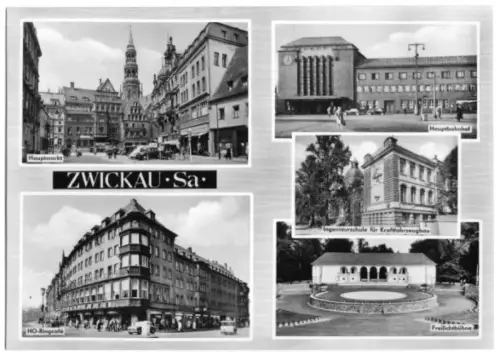 AK, Zwickau Sachs., fünf innerstädt. Abb., 1964