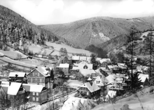 AK, Rohrbach im Sorbitztal, Kr. Rudolstadt, winterliche Teilansicht, 1976