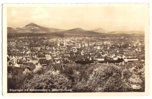 AK, Göppingen, Totale mit Hohenstaufen u. Hohenrechberg