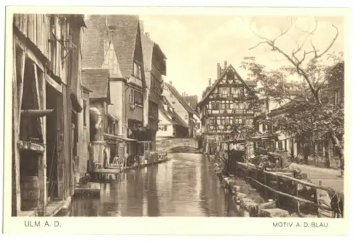 AK, Ulm, Partie an der Blau, um 1930