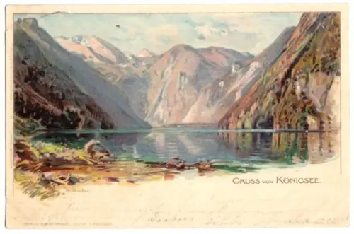 AK, Gruß vom Königsee, Künstlerkarte, 1900