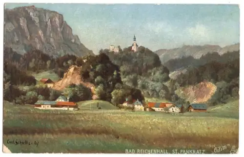 AK, Bad Reichenhall, St. Pankratz, Künstlerkarte, um 1920