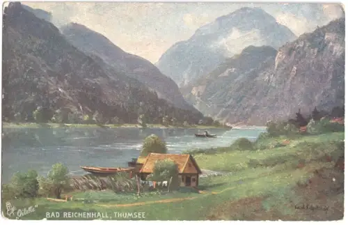 AK, Bad Reichenhall, Partie am Thumsee, Künstlerkarte, um 1912