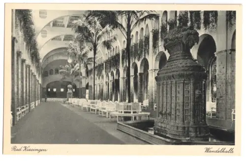 AK, Bad Kissingen, Wandelhalle, Innenansicht, um 1928