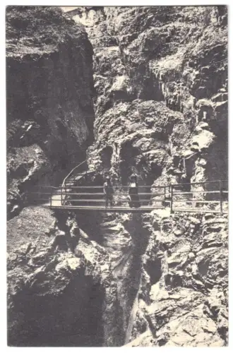AK, Oberstdorf Allgäu, Brücke im Breitenbachklamm, belebt, um 1914