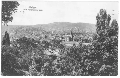 AK, Stuttgart, Gesamtansicht vom Kanonenweg, 1914