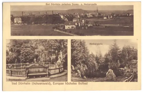 AK, Bad Dürrheim Schwarzw., drei Abb., 1929