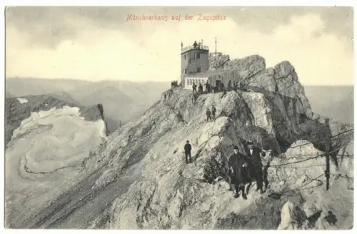 AK, Grainau, Münchner Haus auf der Zugspitze, belebt, um 1906