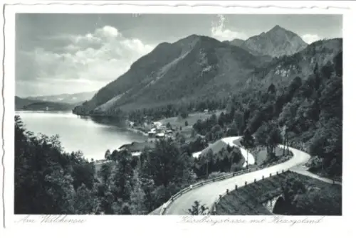 AK, Am Walchensee, Kesselbergstr., m. Herzogstand, 1936