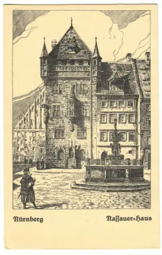 AK, Nürnberg, Nassauer Haus, Künstlerkarte, um 1922